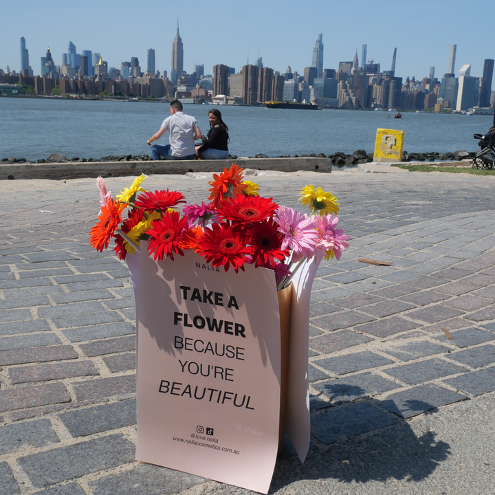 Flowers to a Stranger in NYC and Melbourne – Because You're Beautiful... by Nalia Cosmetics